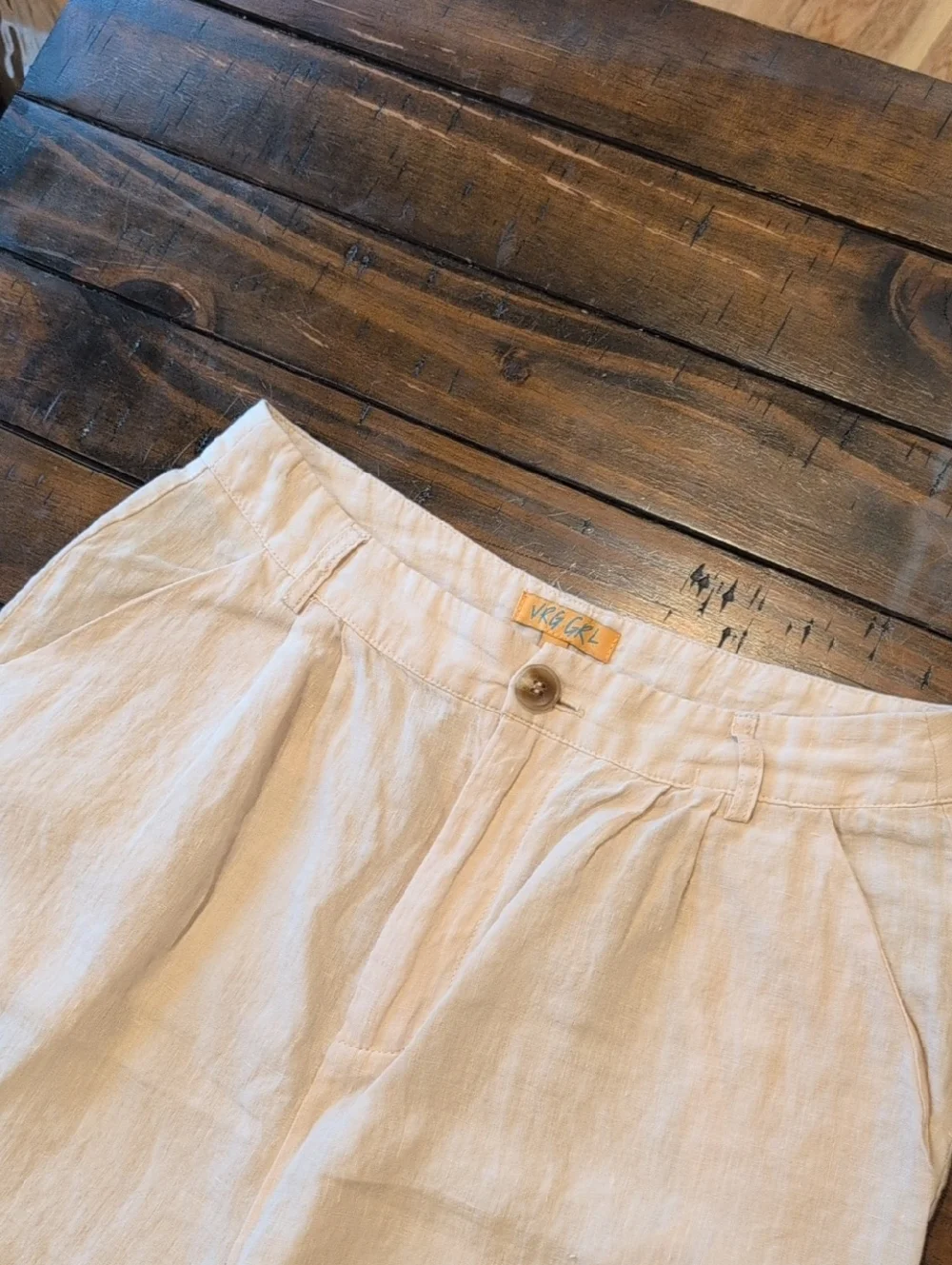 Vrg Grl Keeping Cool Linen Pleated Wide Leg Pants Au10 Us6